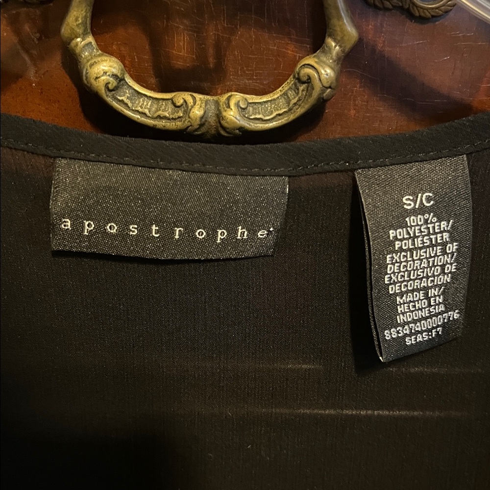 Apostrophe Black Ruffle Button-Down Blouse With T… - image 2